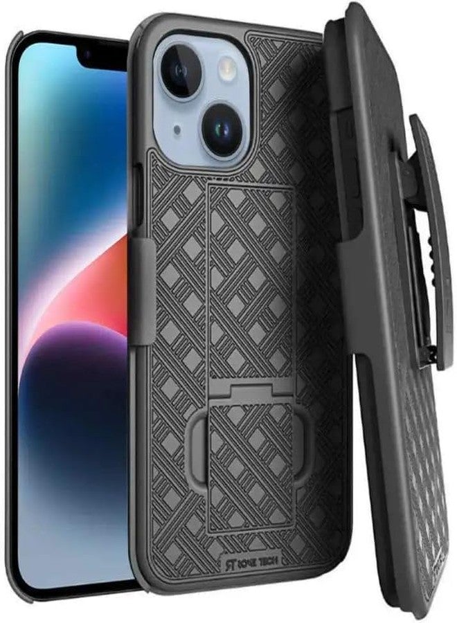 ROME TECH Designed for iPhone 14 Pro Case with Belt Clip Holster - Kickstand Cover Phone Case - Black - Image 1